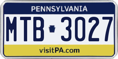 PA license plate MTB3027