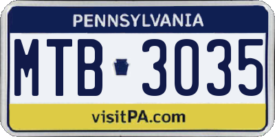 PA license plate MTB3035