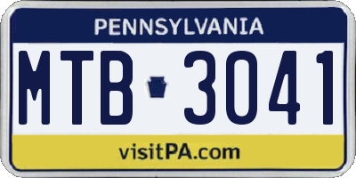 PA license plate MTB3041