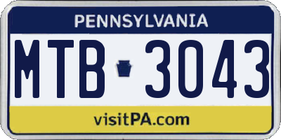 PA license plate MTB3043