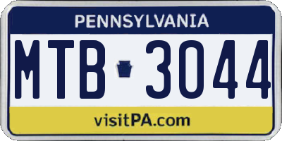 PA license plate MTB3044
