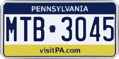 PA license plate MTB3045