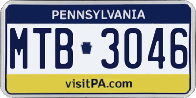PA license plate MTB3046