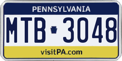 PA license plate MTB3048