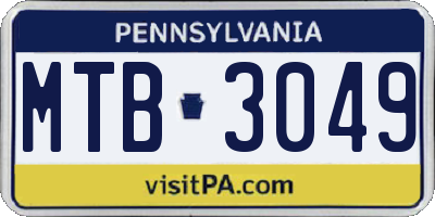 PA license plate MTB3049