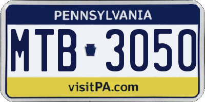 PA license plate MTB3050