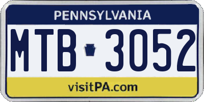 PA license plate MTB3052
