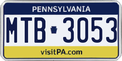 PA license plate MTB3053