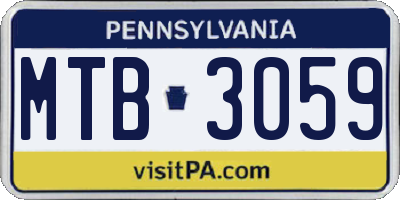 PA license plate MTB3059