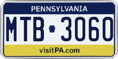 PA license plate MTB3060