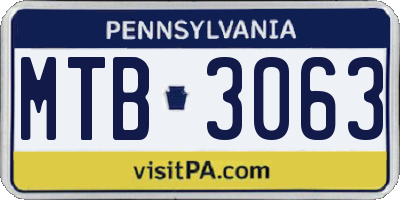 PA license plate MTB3063