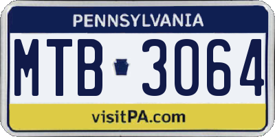 PA license plate MTB3064