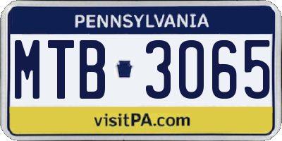 PA license plate MTB3065