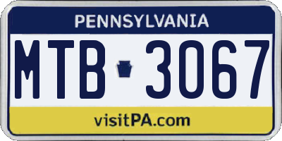 PA license plate MTB3067