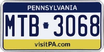 PA license plate MTB3068