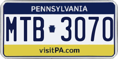 PA license plate MTB3070
