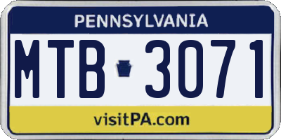 PA license plate MTB3071
