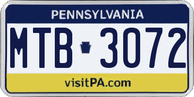 PA license plate MTB3072