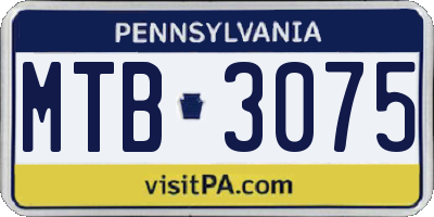 PA license plate MTB3075