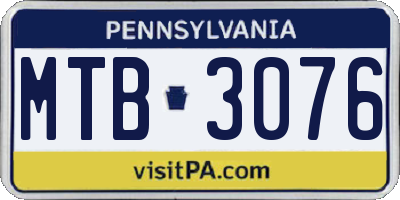 PA license plate MTB3076