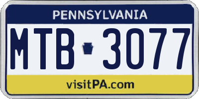 PA license plate MTB3077