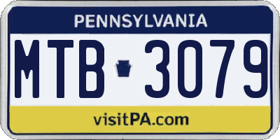 PA license plate MTB3079