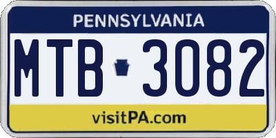PA license plate MTB3082
