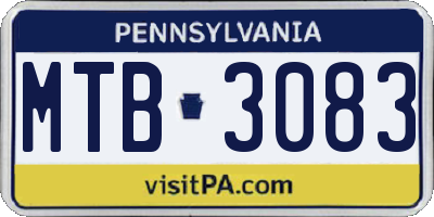 PA license plate MTB3083
