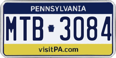 PA license plate MTB3084