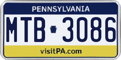 PA license plate MTB3086