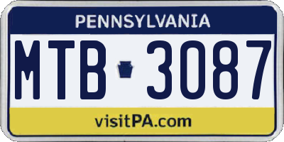 PA license plate MTB3087