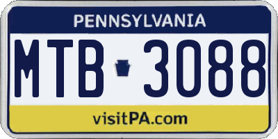 PA license plate MTB3088