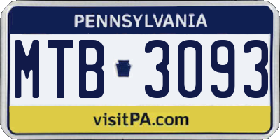 PA license plate MTB3093