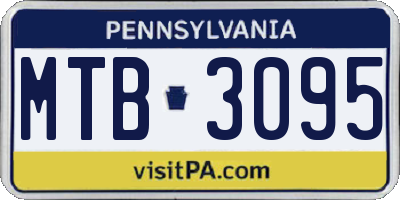 PA license plate MTB3095
