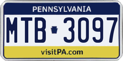 PA license plate MTB3097