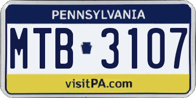 PA license plate MTB3107