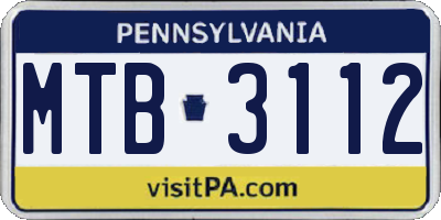 PA license plate MTB3112