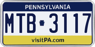 PA license plate MTB3117
