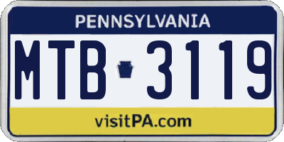 PA license plate MTB3119