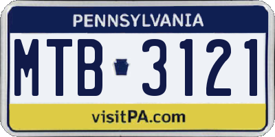 PA license plate MTB3121