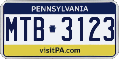 PA license plate MTB3123