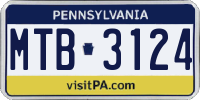 PA license plate MTB3124