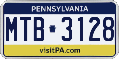 PA license plate MTB3128
