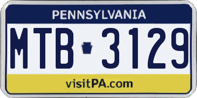 PA license plate MTB3129