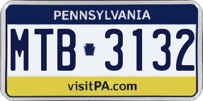 PA license plate MTB3132