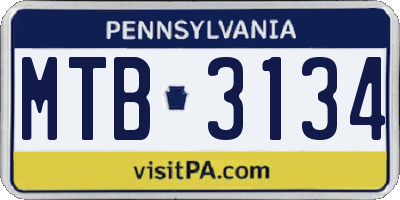 PA license plate MTB3134