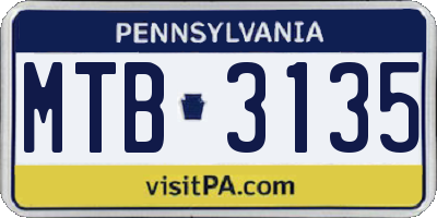 PA license plate MTB3135