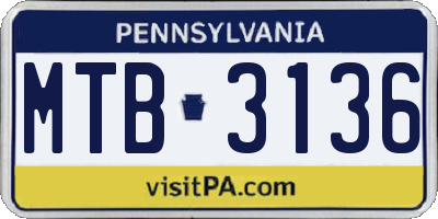 PA license plate MTB3136