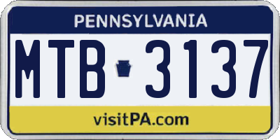 PA license plate MTB3137