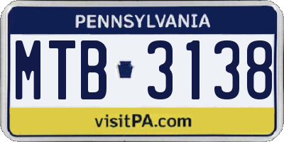 PA license plate MTB3138